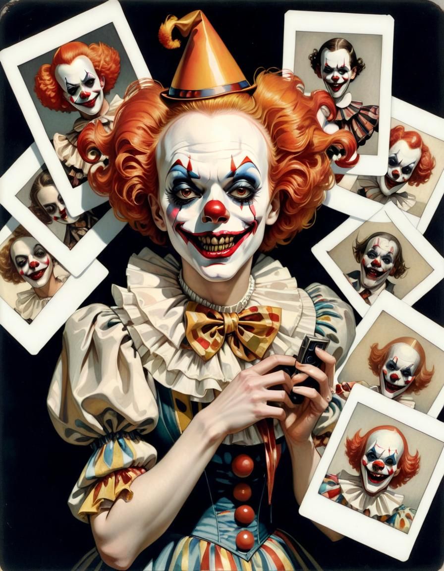 A handful of polaroid photos featuring a sinister and macabr...