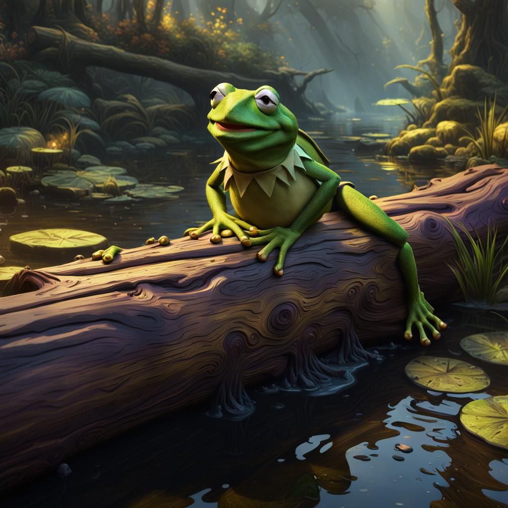 Kermit the frog on a log
