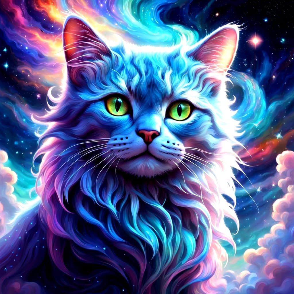 Kitty kitty - Cosmic Kitty in Vibrant Astral Hues