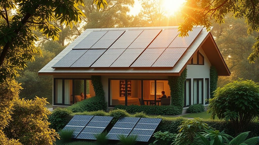 Eco-Friendly Abode with Nanotech Solar Panels in Harmony wit...
