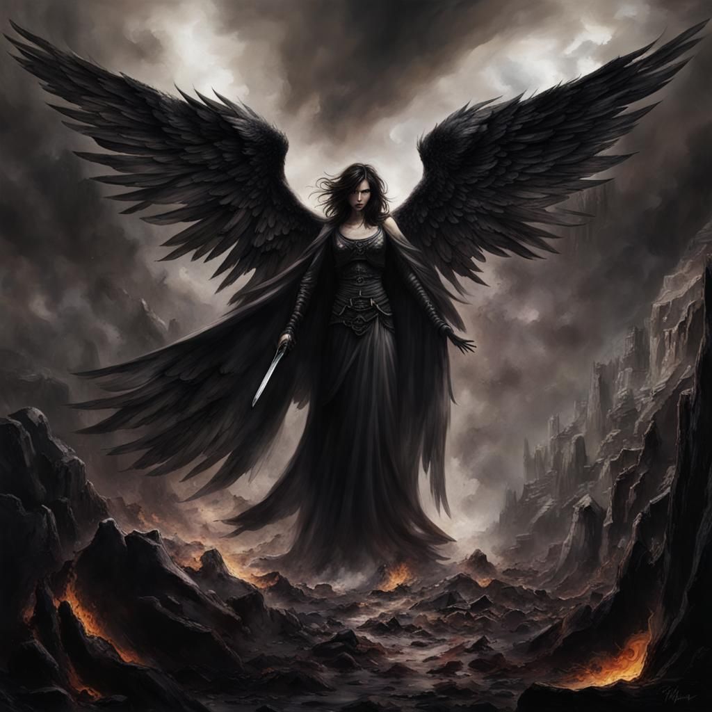 dark angel rising from a hellish pit - AI Generated Artwork - NightCafe ...