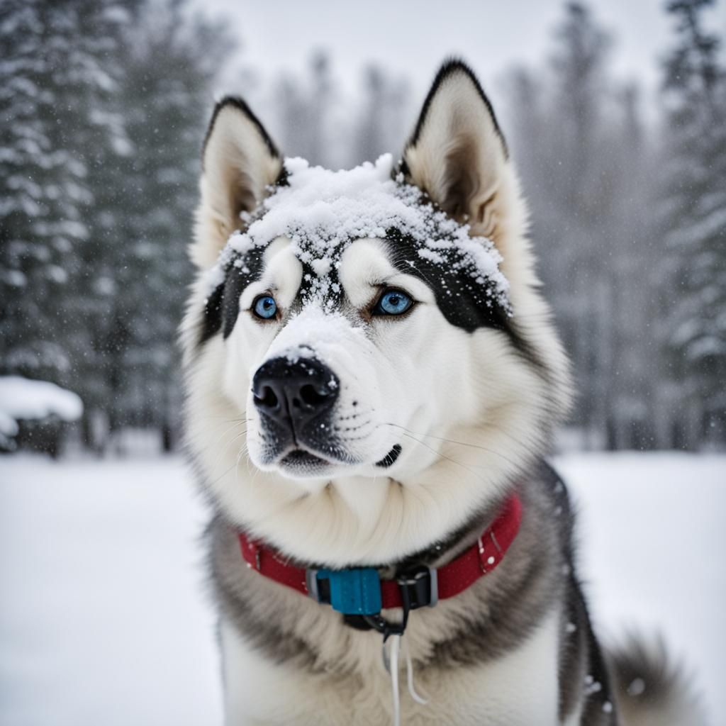 a snowy husky
