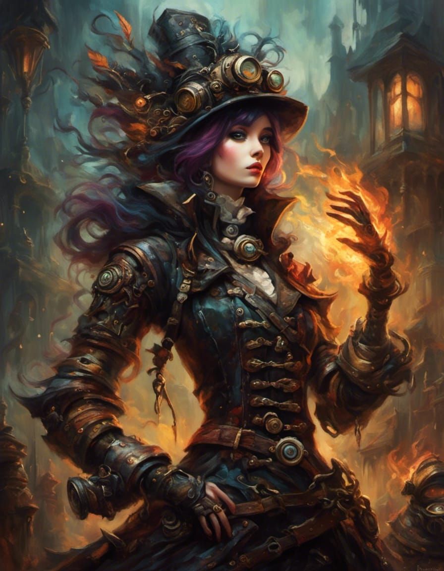  <lora:DarkSurreal:1.0> Firepunk steamcore ✍