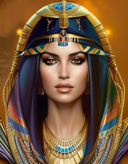 beautiful Cleopatra queen of the desert , agient egypt , realistic face ...