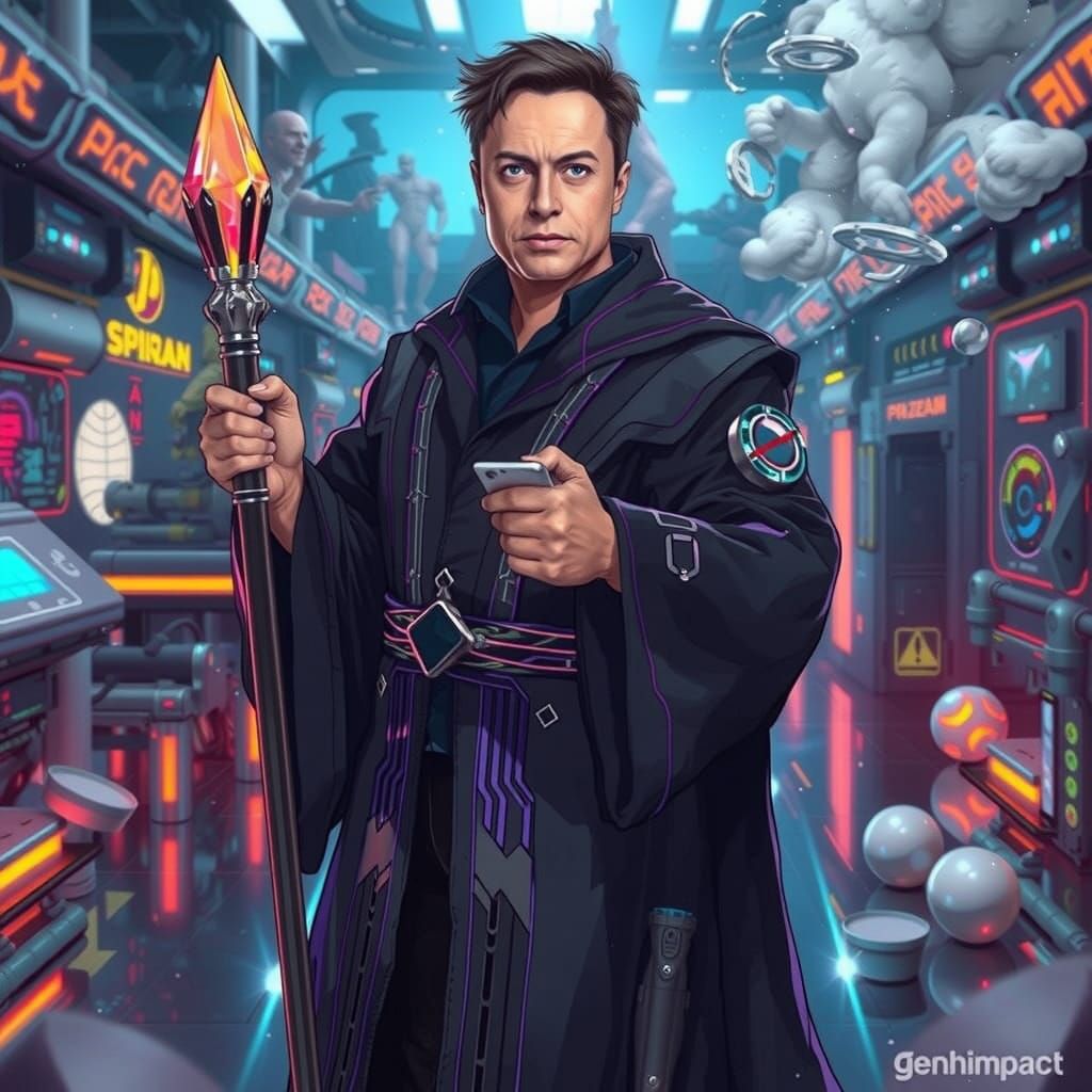 Wizard of Technology: Elon Musk Channels Magical E... - AI Art