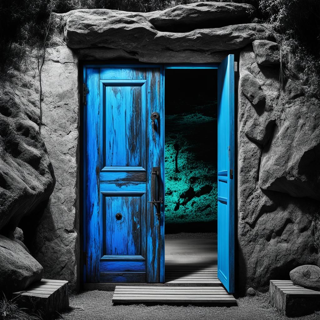 Futuristic Neon Door in Electric Fantasy Style