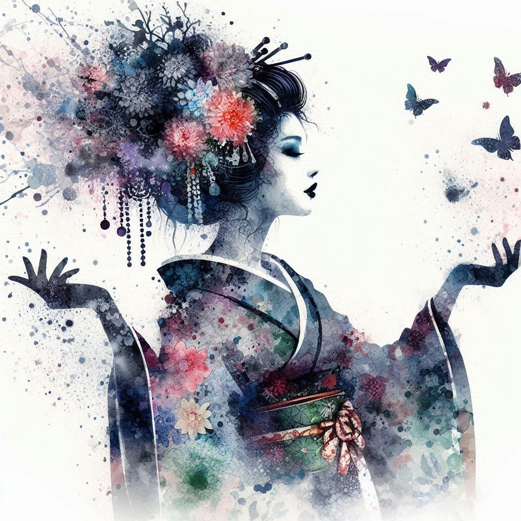 double exposure beautiful fantasy DALL-E 3 portrait landscap...