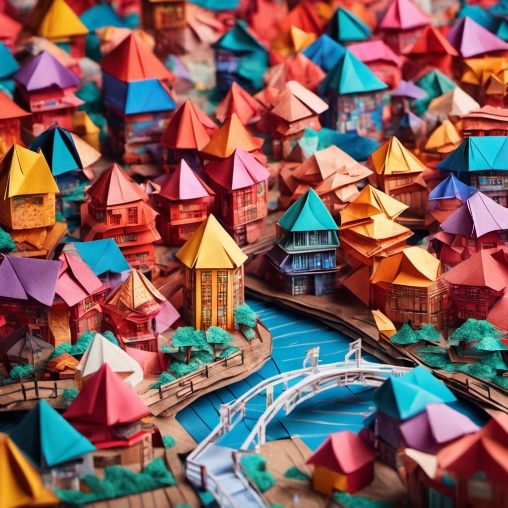 Origami City - AI Generated Artwork - NightCafe Creator