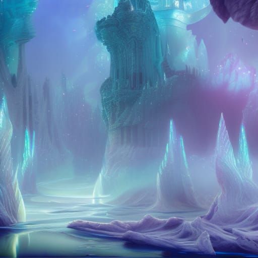 Crystal Swans in Pastel Colors: Fantasy Concept Art
