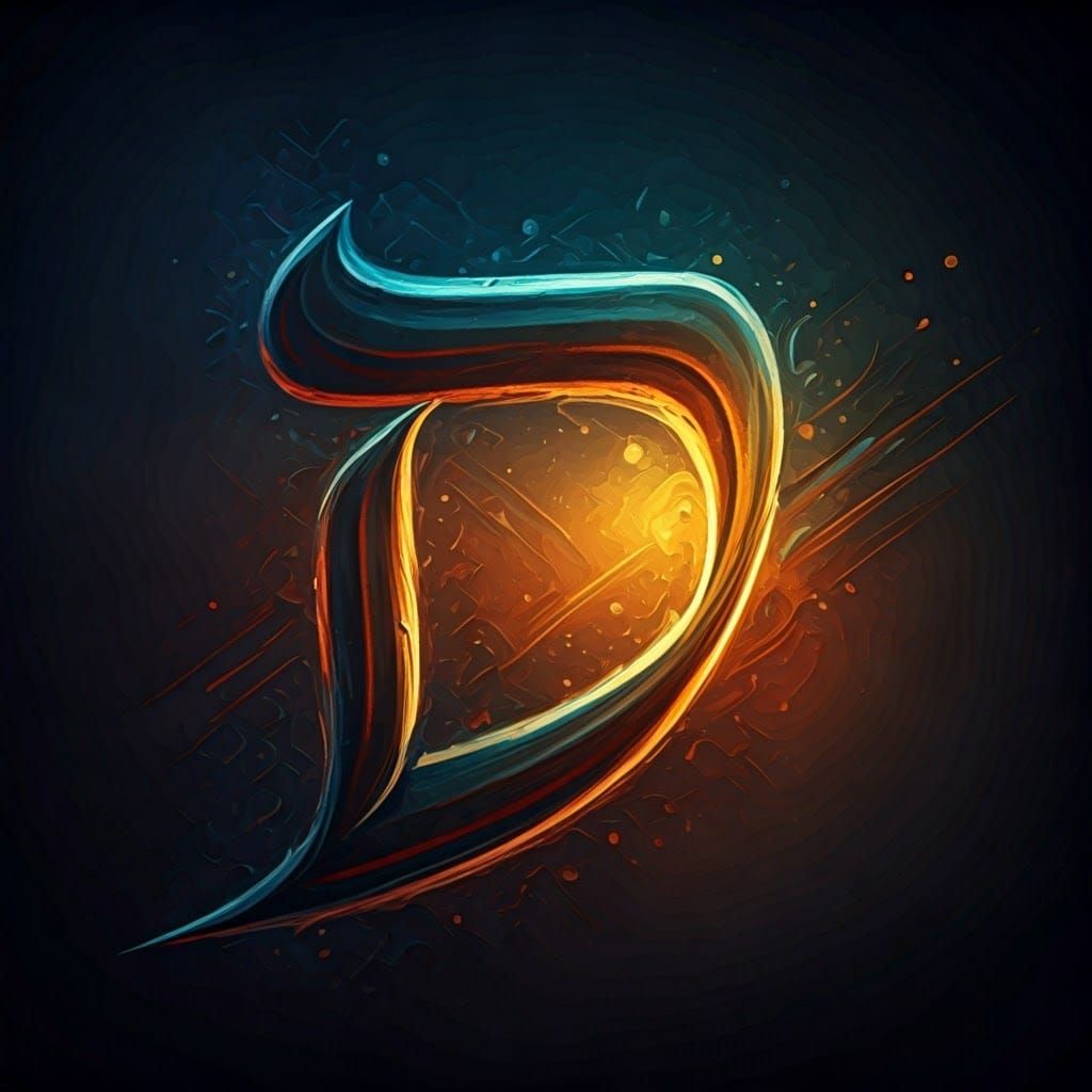 Surreal Hebrew Letter Aleph in Fantasy Landscape