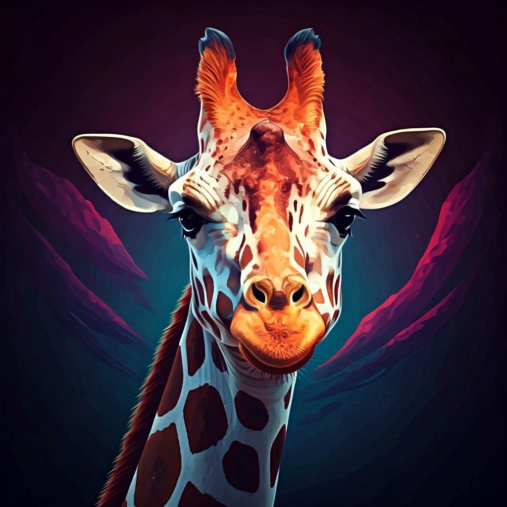 Giraffe in Pop Art Style Matte Painting