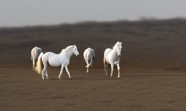 Wild horse herd with white stallion.