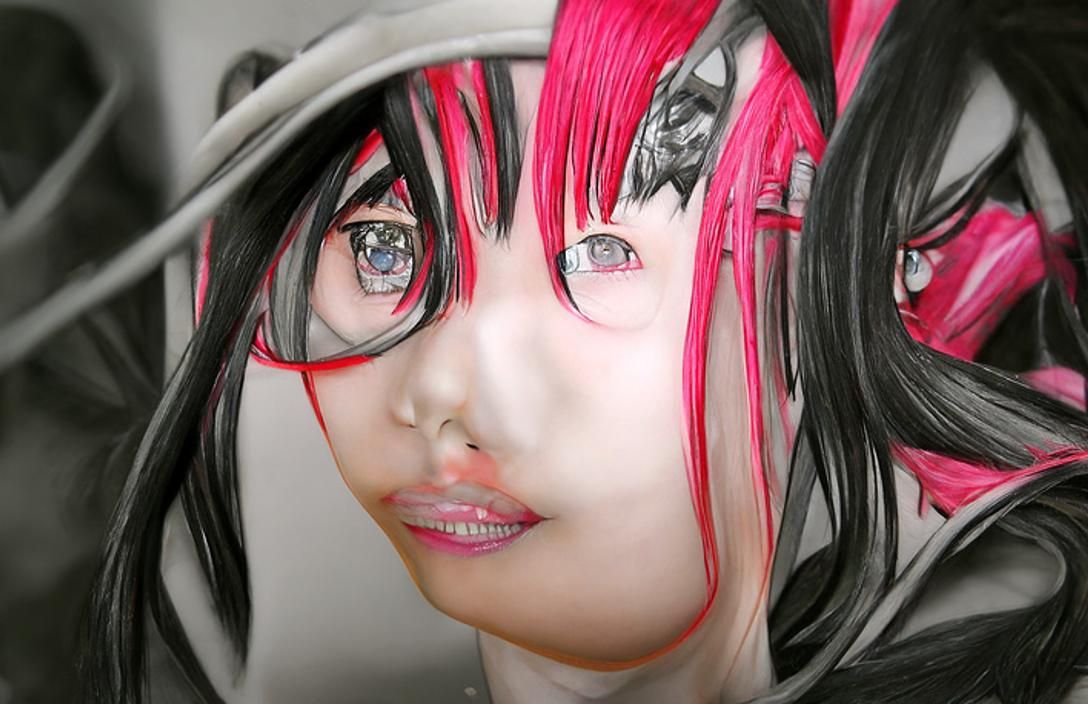 fusion of kurumi tokisaki and eto yoshimura in photorealisti...