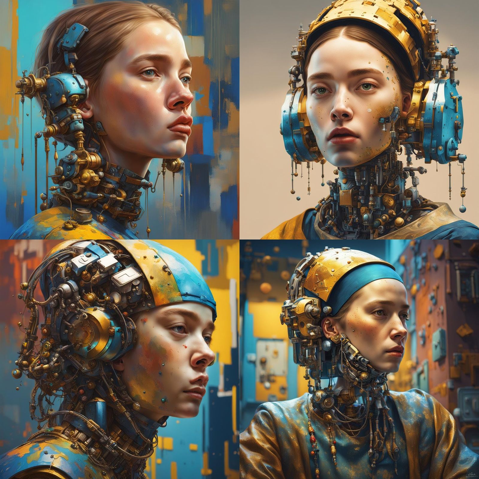 The girl with pearring by Vermeer but she is a futur complex...