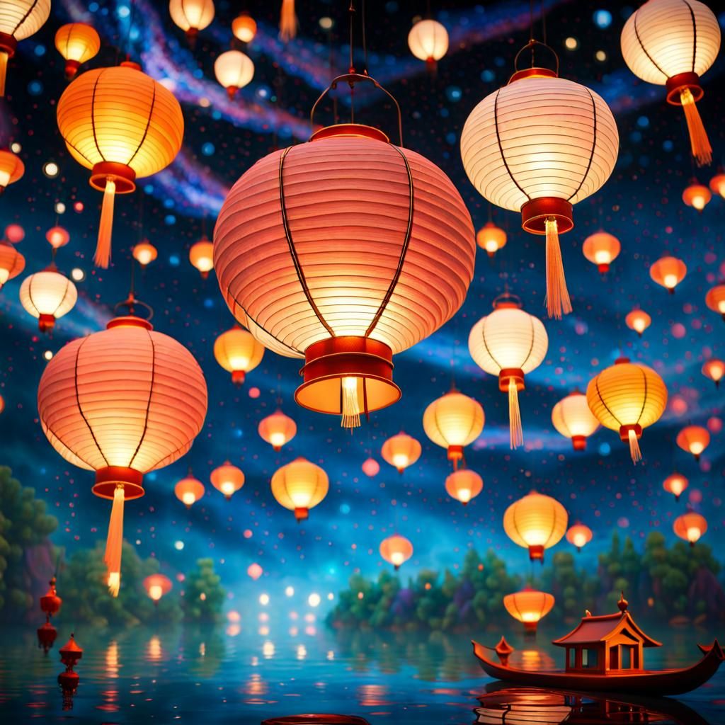 "Floating Lantern Festival in Space" Imagine a celestial lantern