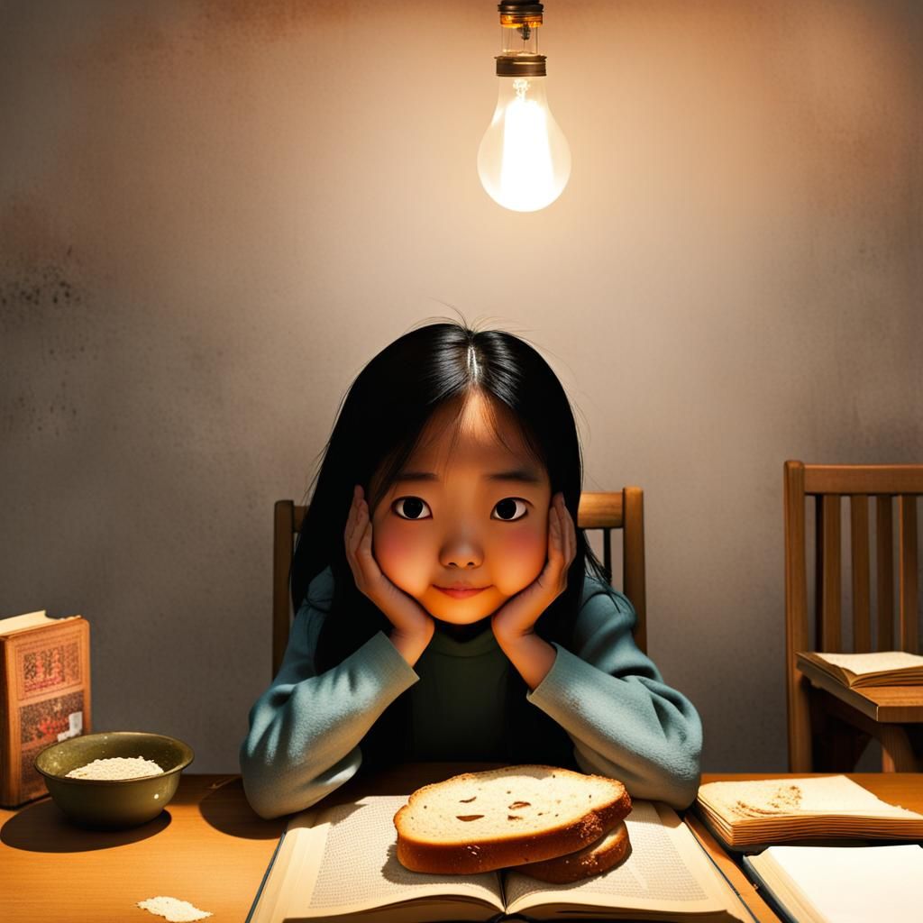 Girl with Kerosene Lamp in Surrealist Style