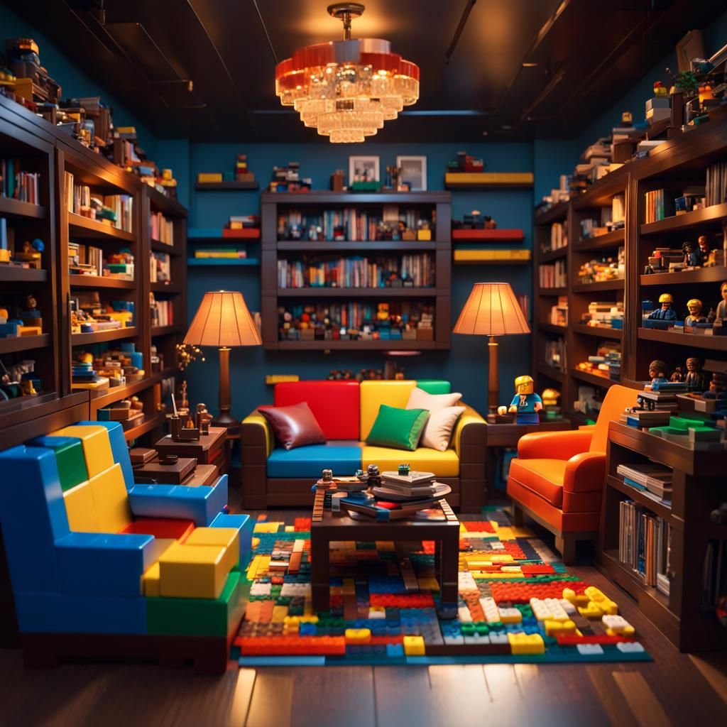 maximalism, lego collector man cave  by @FredP3D