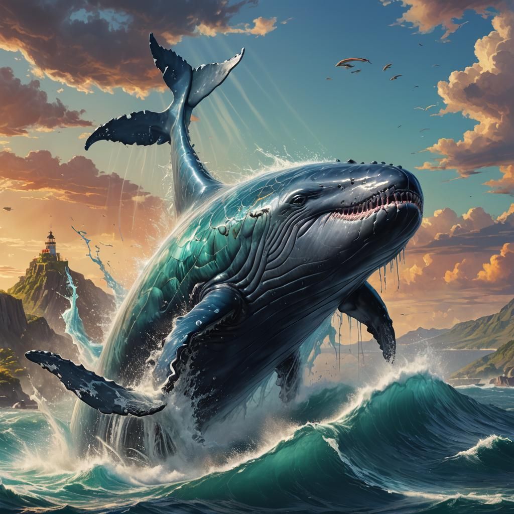 Leviathan whale with island on its back