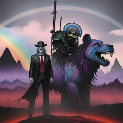 Macabre nightmare fuel  rainbow :: hellscape watercolor by D...