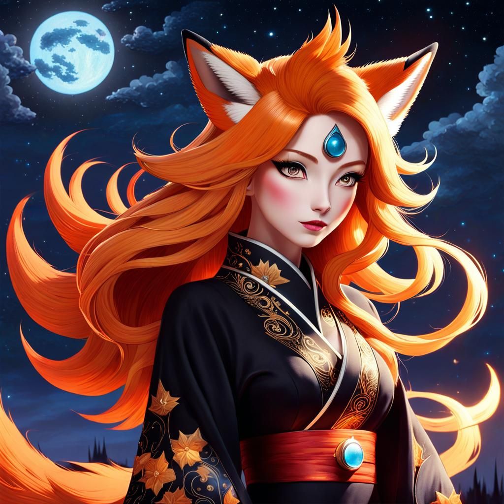<lora:Dusk3:1.0> <lora:Macabre:1.0> an adorable    kitsune W...