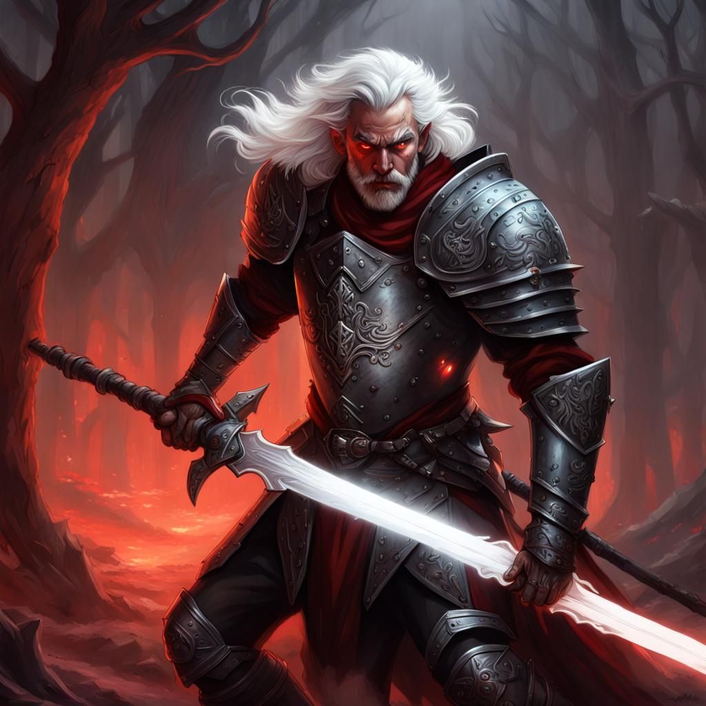 A dashing young man who's silver hair is framing his face hi...