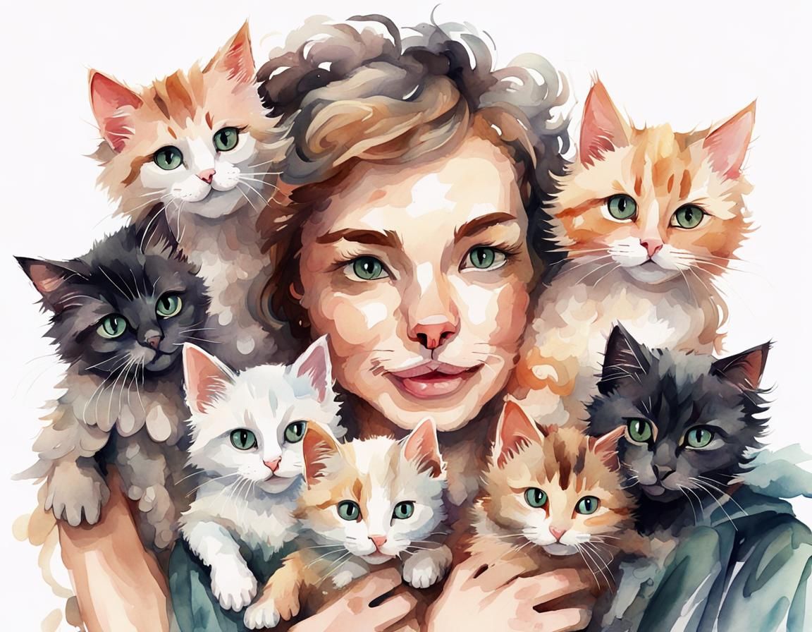 Crazy Cat Lady AI Generated Artwork NightCafe Creator