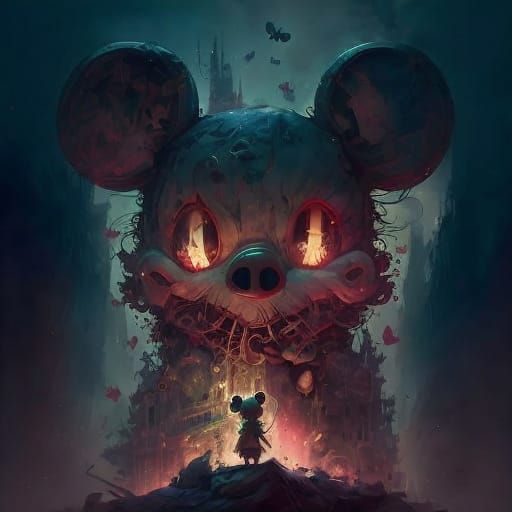 Minnie and Demonic Mickey: Detailed Digital Painting