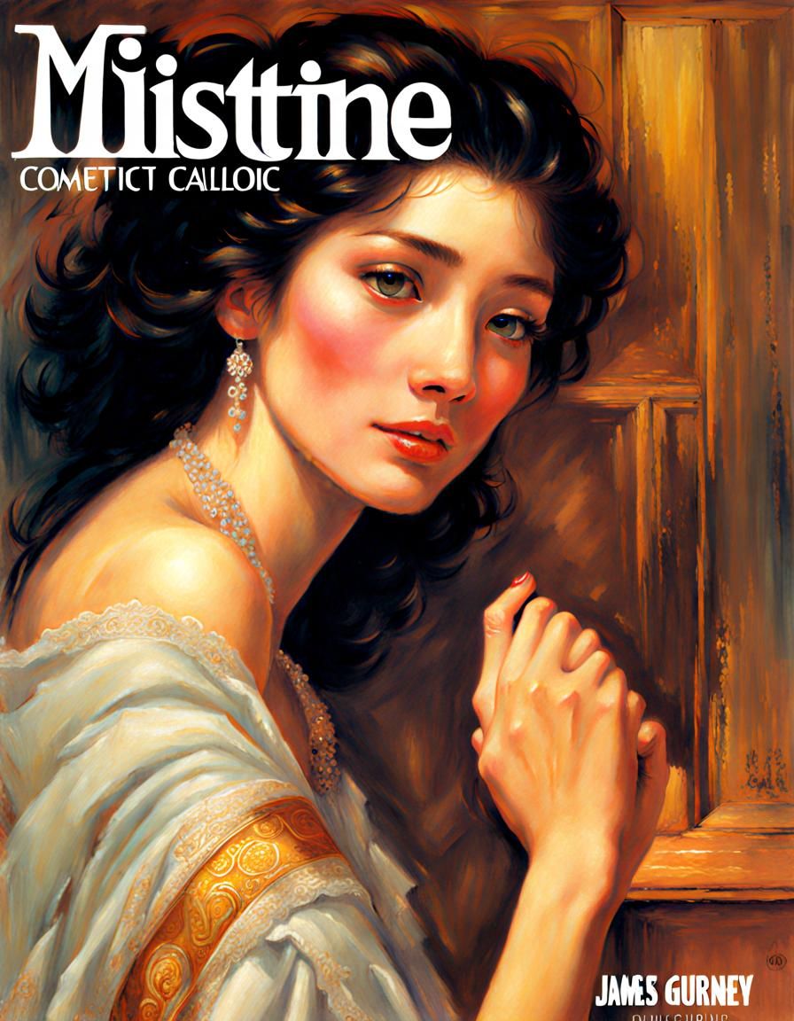 Mistine Cosmetic catalog cover oil painting by James Gurney oil
