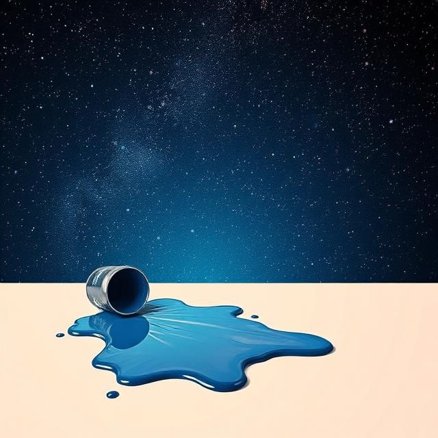 Paint Spill Creates Starry Night Sky.  This image shows a sp...