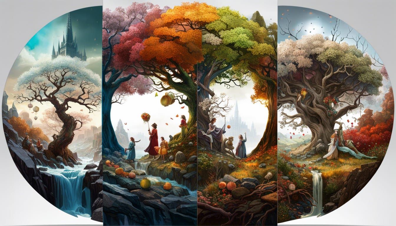 Four Seasons Trees: Maximalist Digital Art