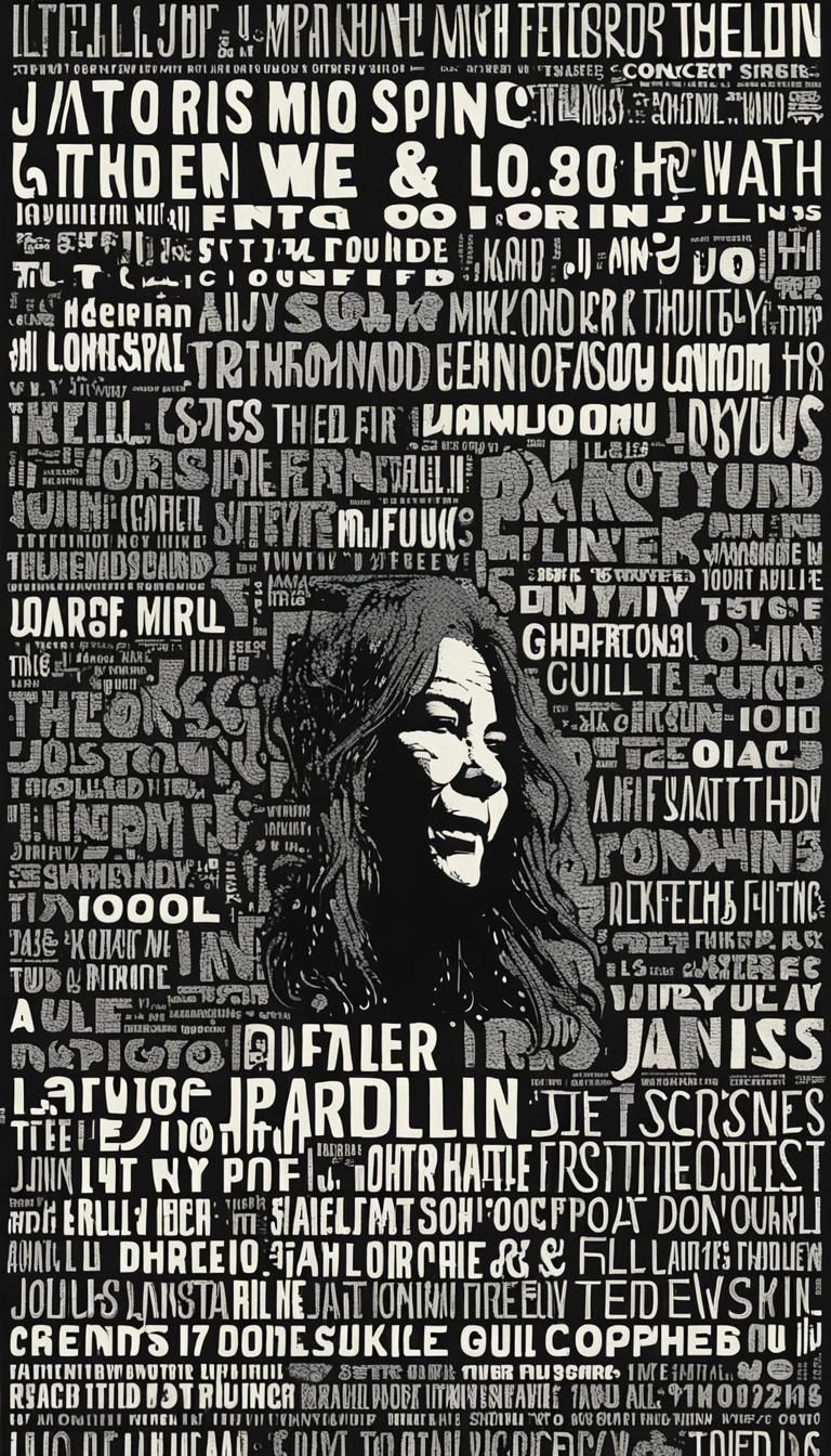 Concert poster detailed Janis Joplin typography "Janis Jopli...