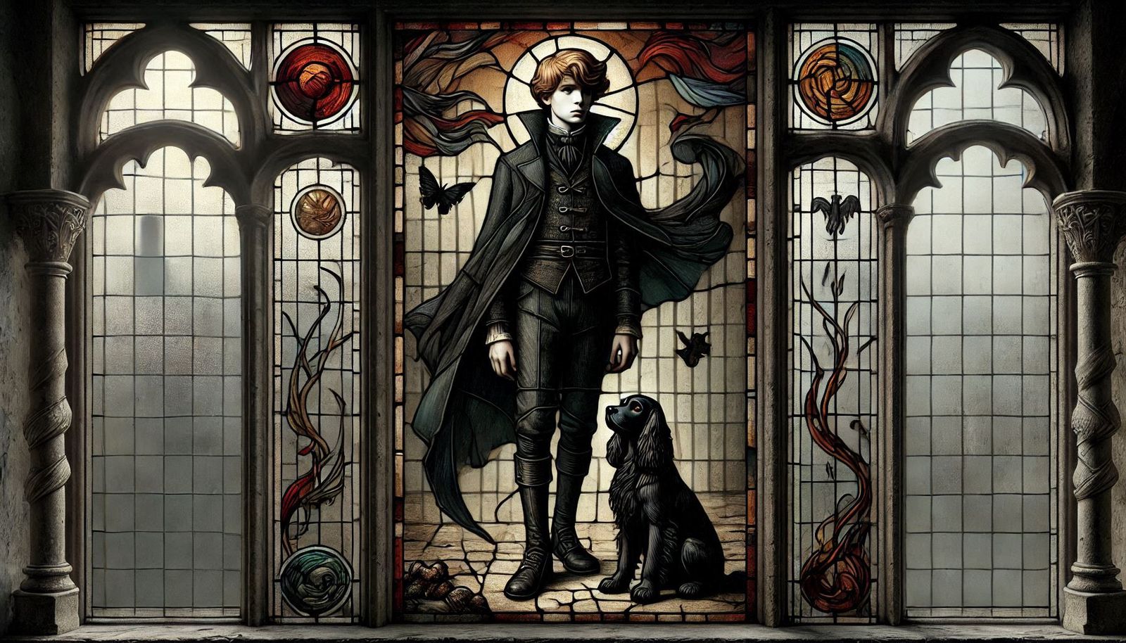 A Boy And Mel - Stained Glass Art