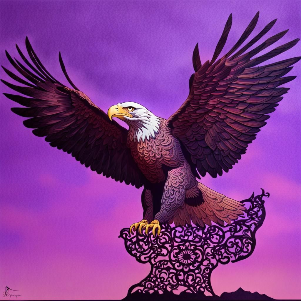 Eagle fused with emerald and endive.