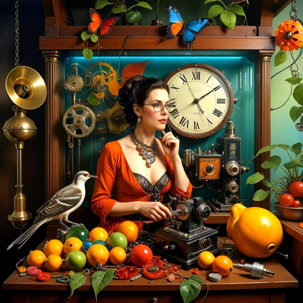 Enigmatic Lady Mastering Hypnotic Device in Hyperrealistic F...