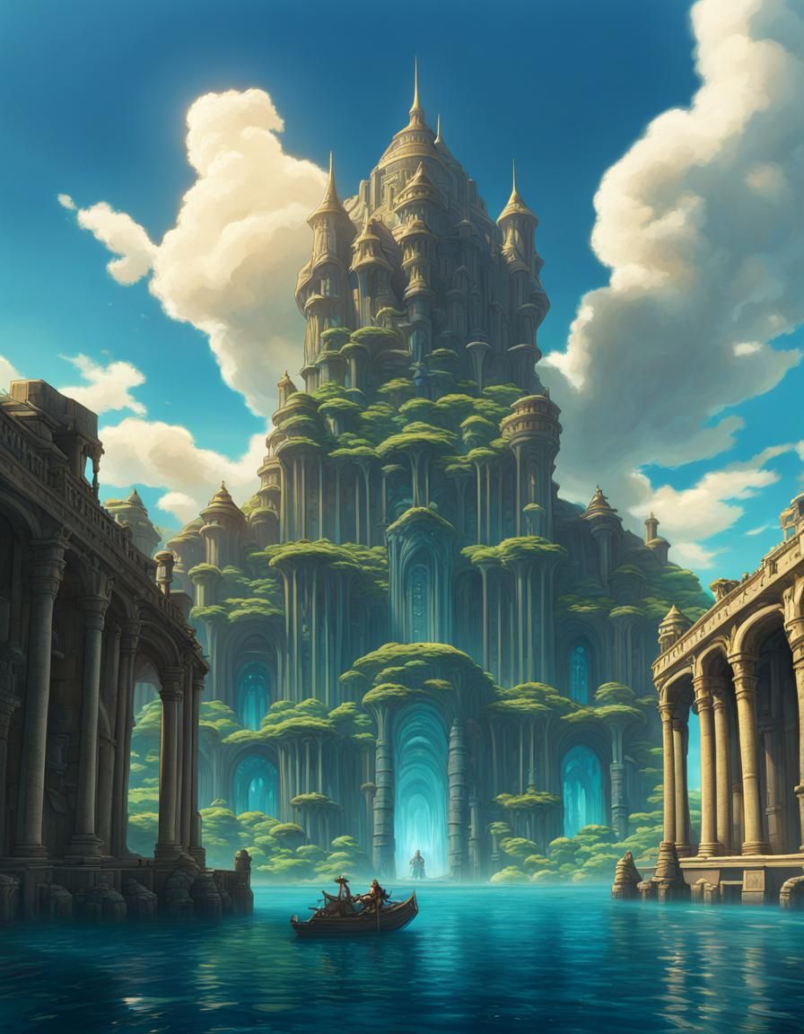 "The City of Atlantis, Beautiful palace, Atmosphere, Dramati...