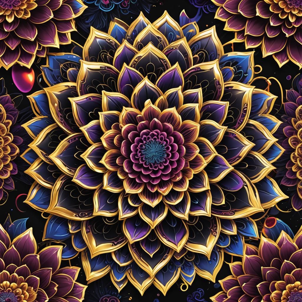 Purple and Gold Abstract Floral 2