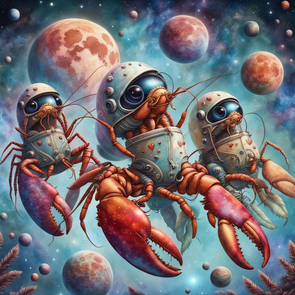 Three Space Lobsters - AI Generated Artwork - NightCafe Creator