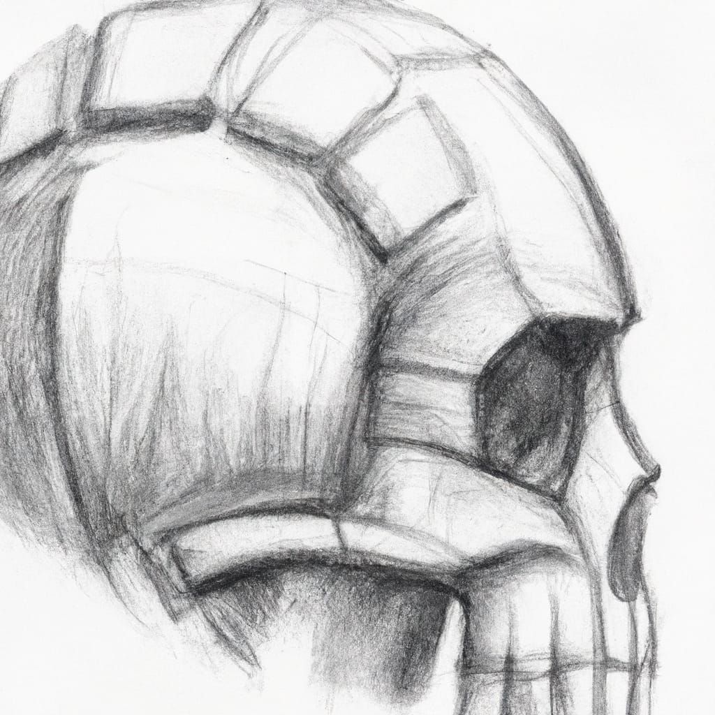 Pencil Sketch of a skull dystopian