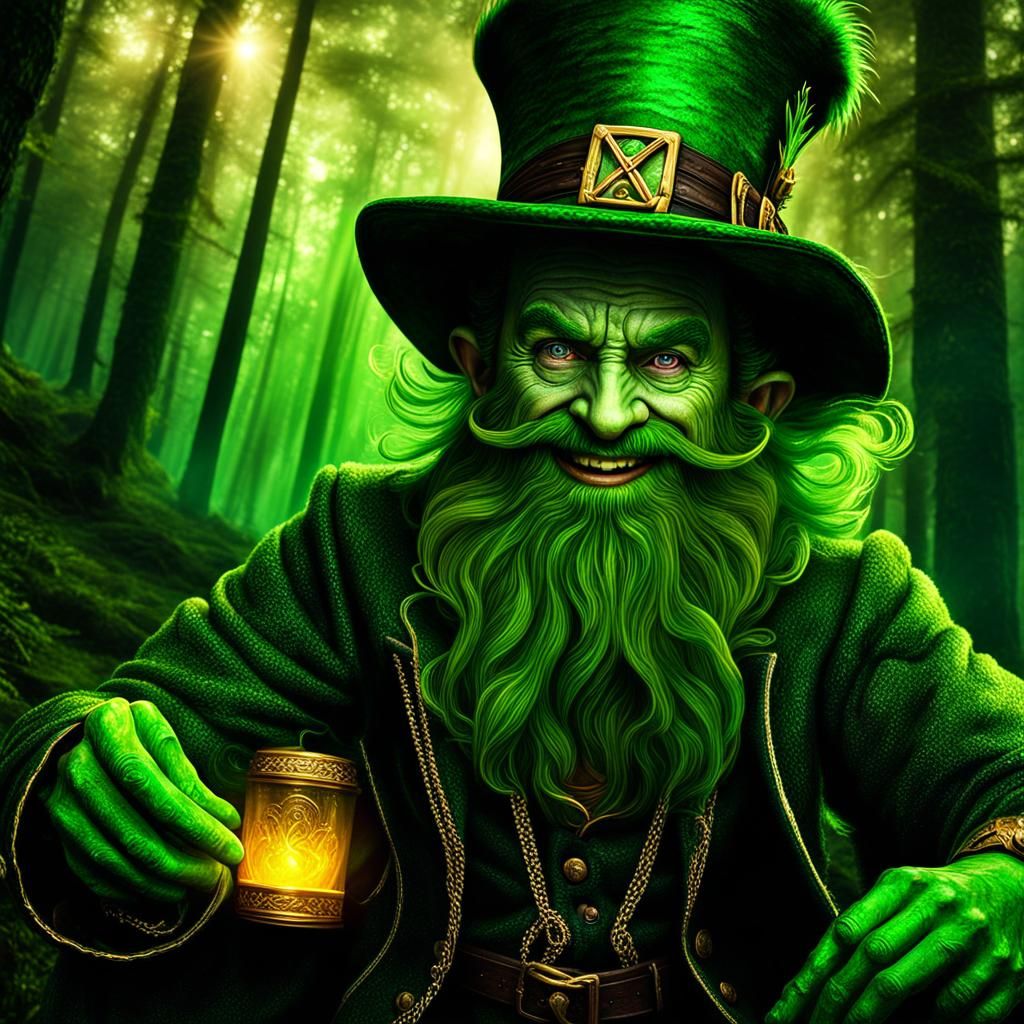 ((Luminous Leprechauns Trickster spirits)) that dwell in hid...