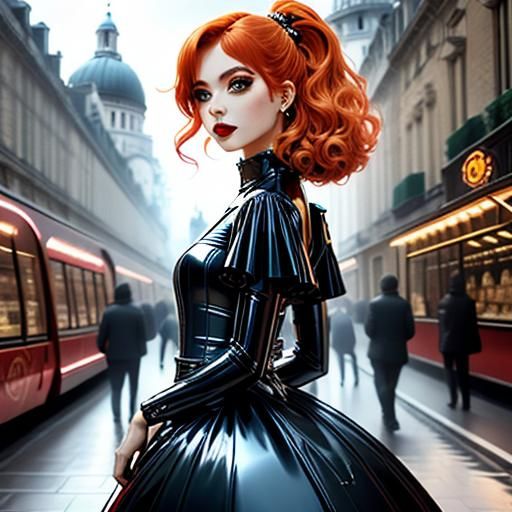  <lora:Portraits realistic:1.0> black latex dress
