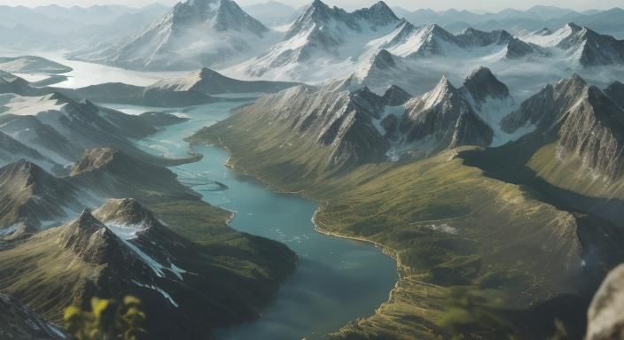 The final image presents an interconnected world, with mount...