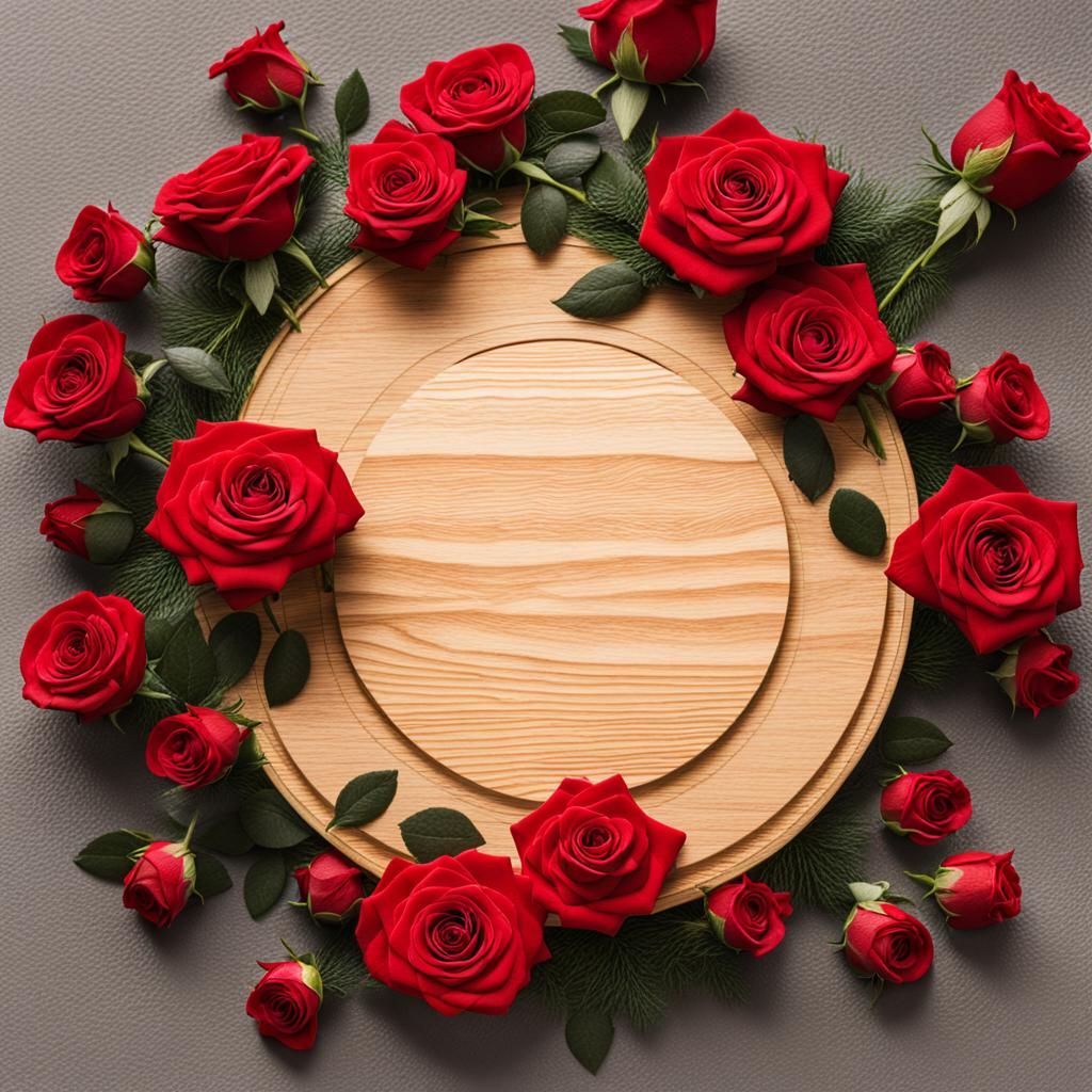 Round pinewood engraved plaque blank in the middle with live...
