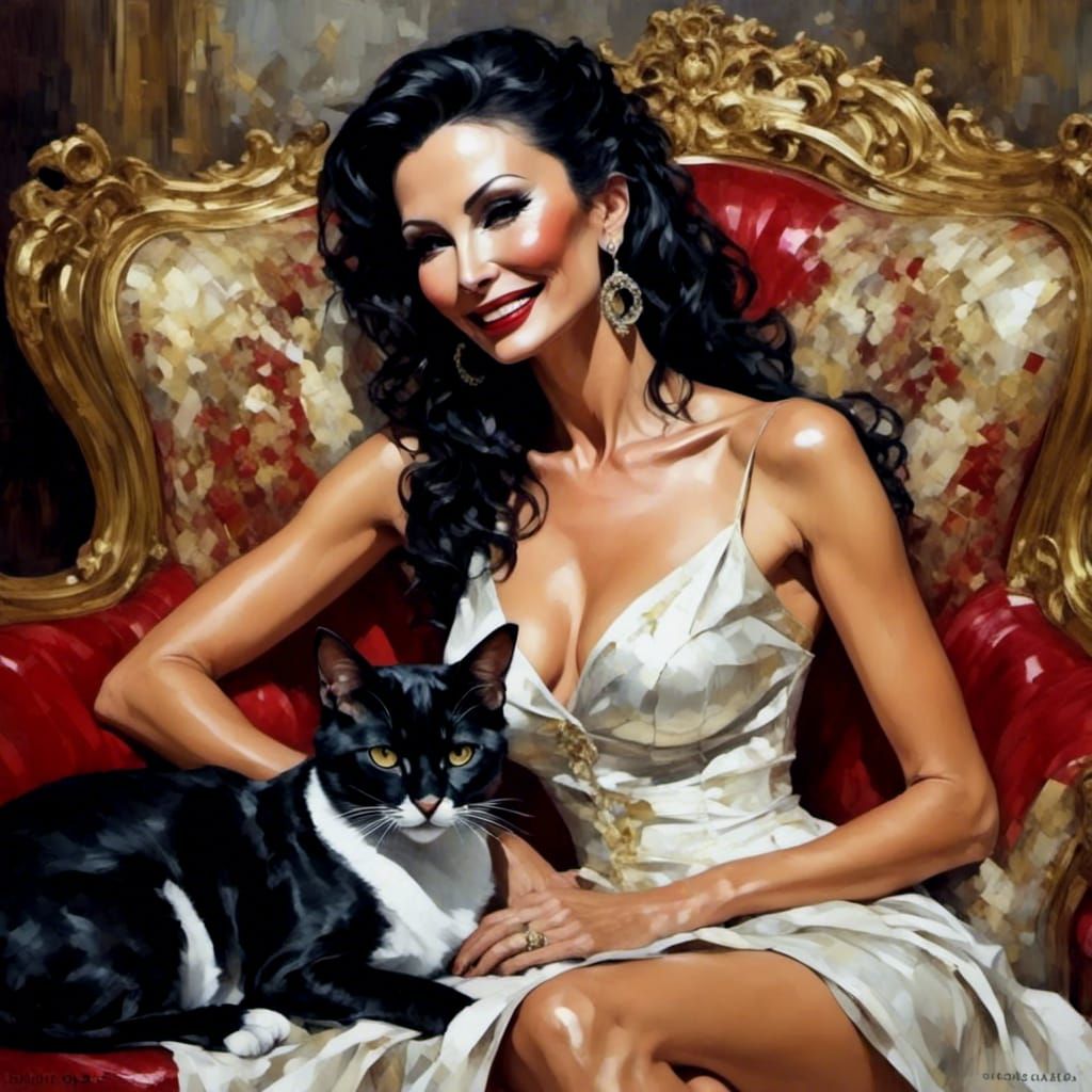 Woman with Kittens: Expressionist Concept Art Portrait