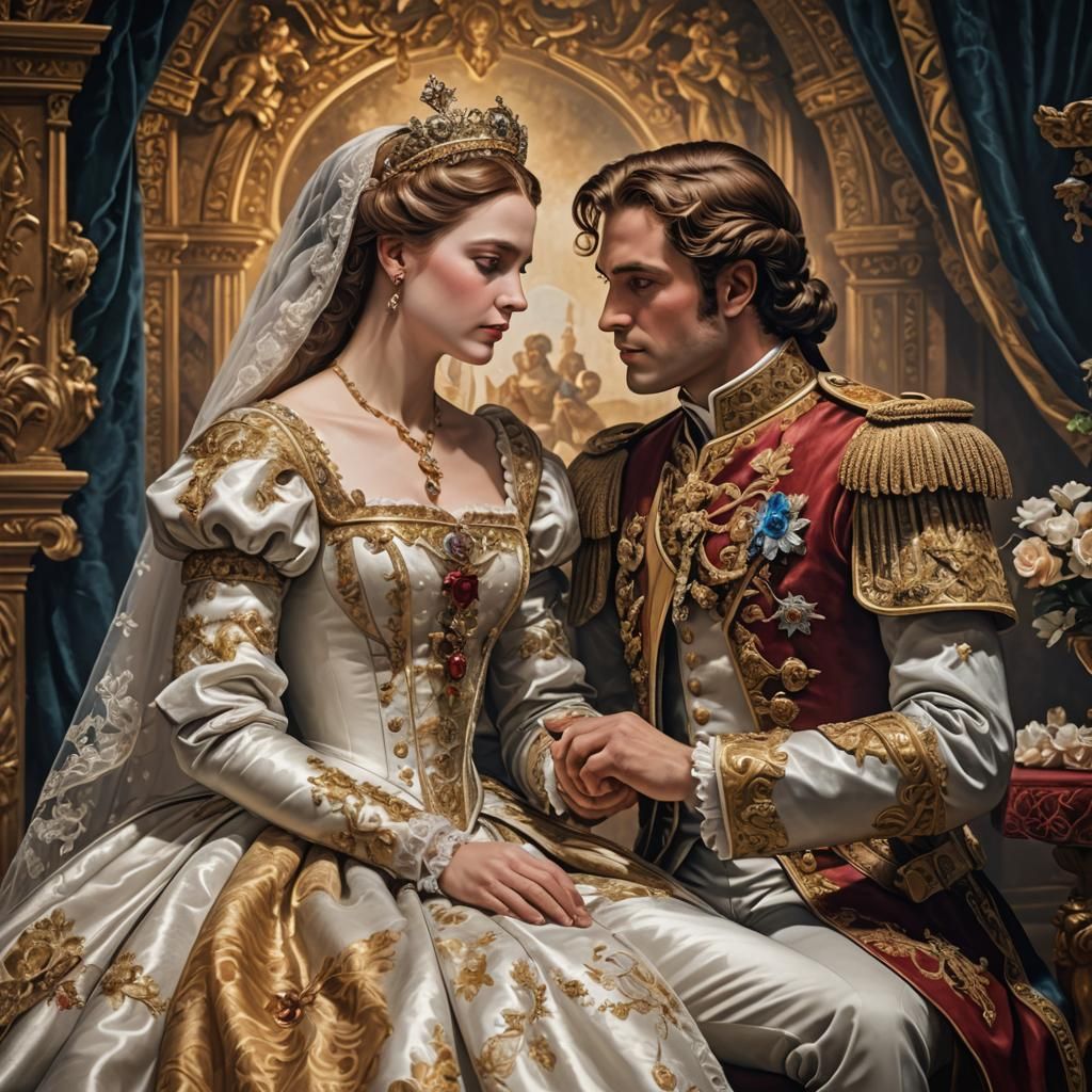 young Sissi empress marry her prince having a romantic momen...