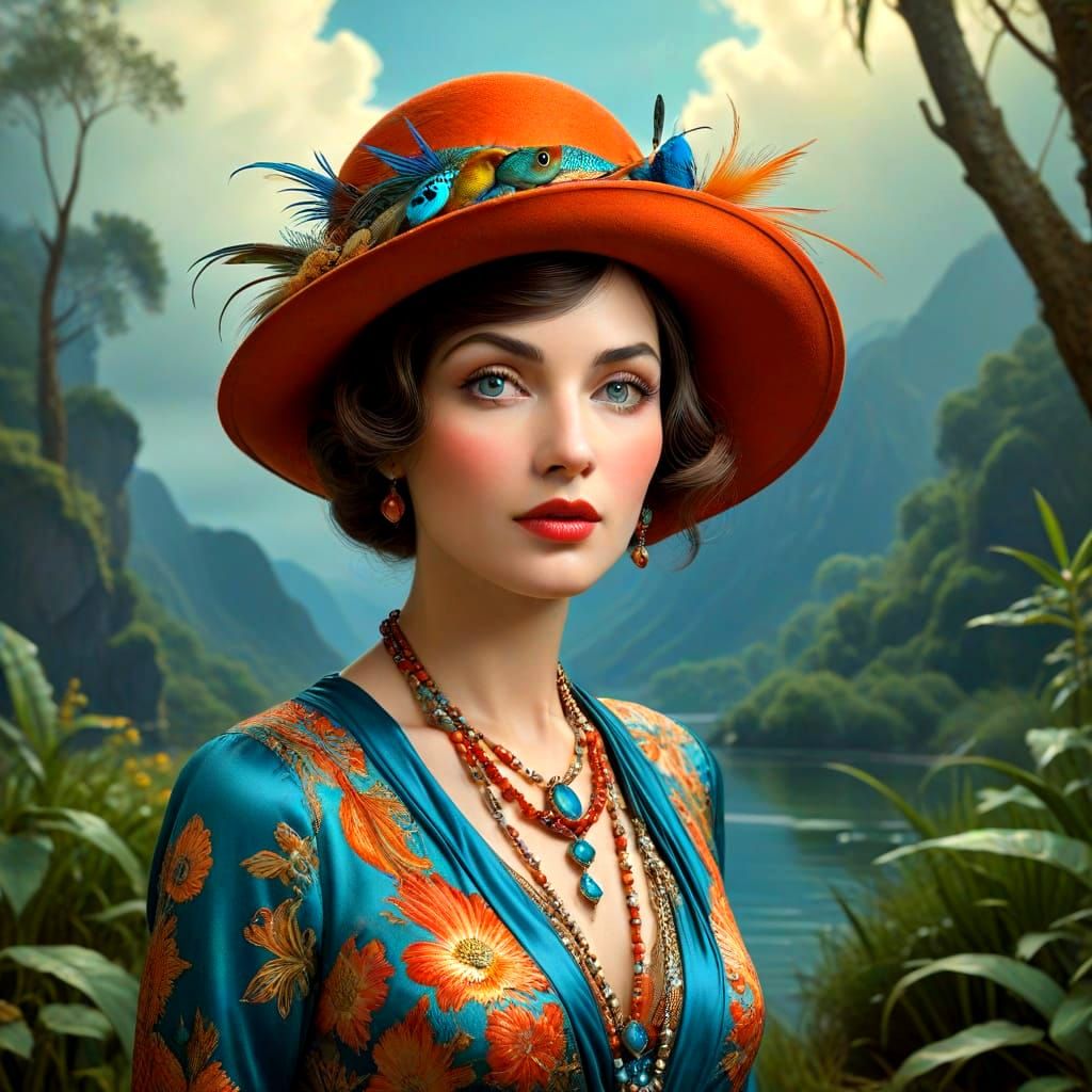 Glamorous Lady in Whimsical 1920s Setting