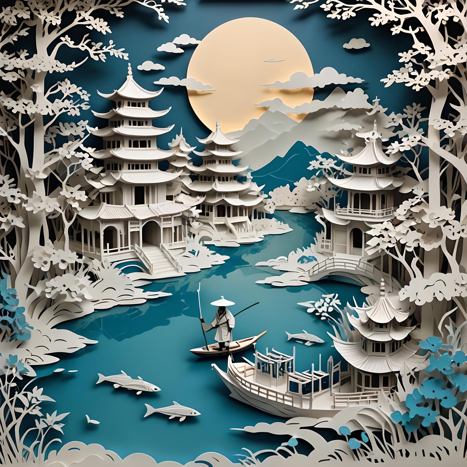 Fisherman - Kirigami