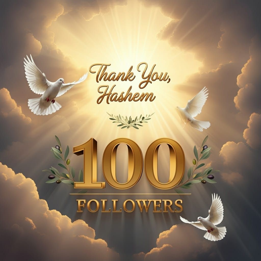 Ethereal Clouds with Golden Light and Hebrew Calligraphy