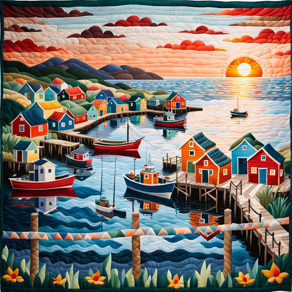 Quilted Fishing Village  by @Eastcoaster