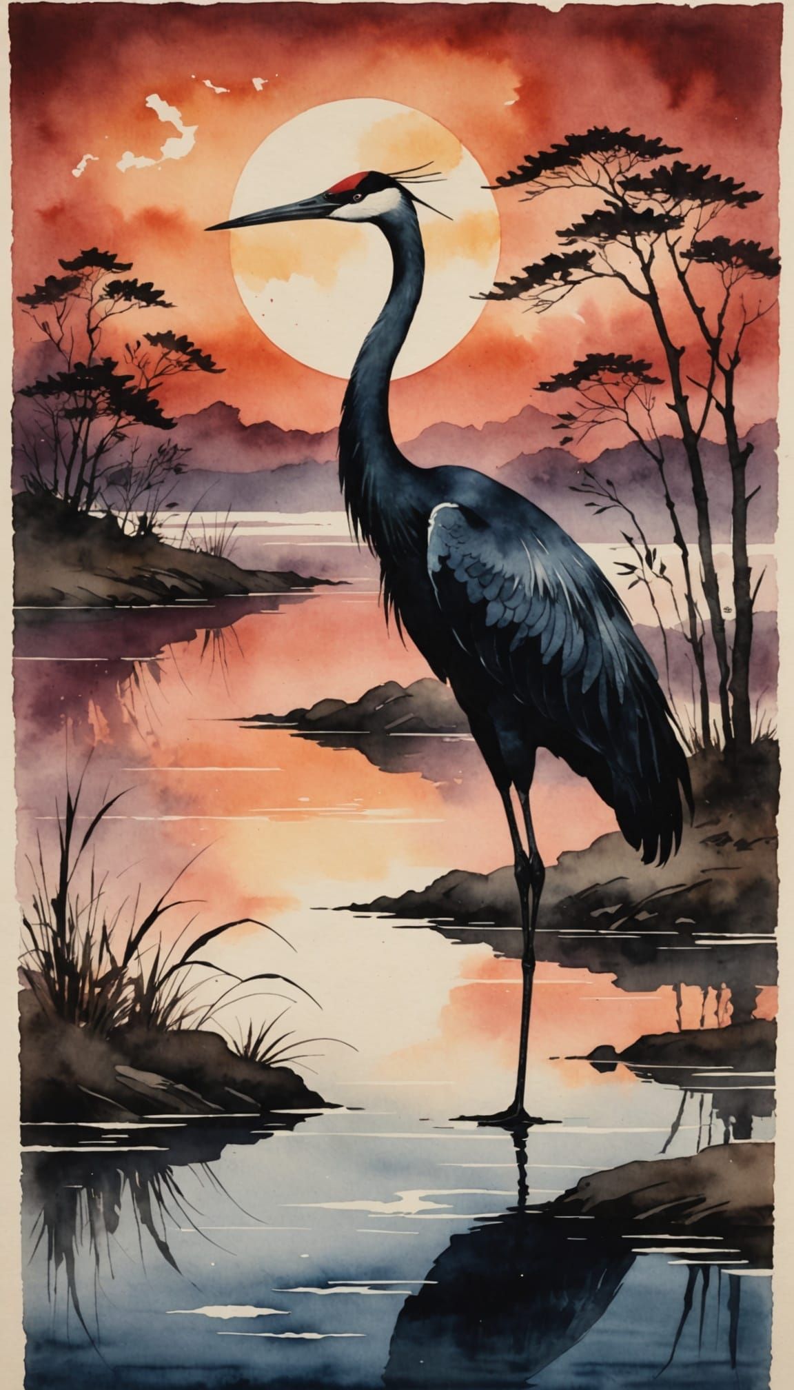A Crane in the Japanese Countryside  by @Mister