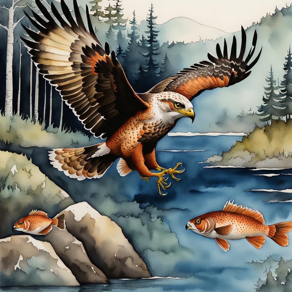 Hawk and Fish  by @Drivers